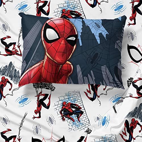 Marvel Spiderman Twin Comforter Set 4 Piece Kids Bedding for Boys, Multi