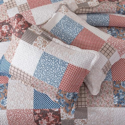 HoneiLife Microfiber Quilt Sets Queen - Lightweight Bedspreads 3-Piece, Checkered Coverlets for Queen Bed, Vintage Bedding Sets All Season Use