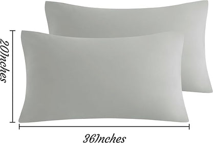 NTBAY King Pillow Cases Set of 2, 2 Pack Brushed Microfiber 20x36 Pillow Cases, Soft, Wrinkle, Fade, Stain Resistant Light Grey Pillow Cases with Envelope Closure, 20x36 Inches, Light Grey