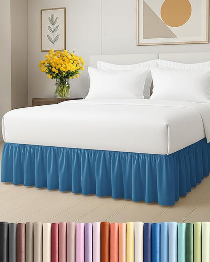 Bedskirt Full Size Ruffle - 12 inch Drop Dust Ruffle Bed Skirt with Platform - Soft, Easy Fit, Premium Hotel Quality - Wrinkle, Fade & Shrink Resistant - for Women, Men, Kids and Teens - Denim Blue