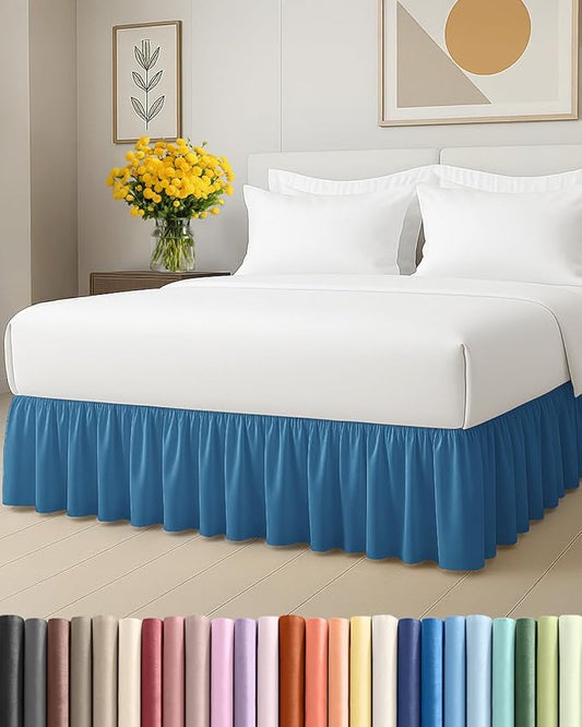 Bedskirt Twin Size Ruffle - 15 inch Drop Dust Ruffle Bed Skirt with Platform - Soft, Easy Fit, Premium Hotel Quality - Wrinkle, Fade & Shrink Resistant - for Women, Men, Kids and Teens - Denim Blue