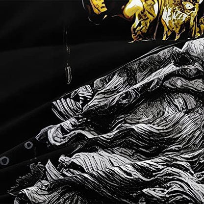 Modern Art Design Duvet Cover Set California King/King Size Black Golden Skull Comforter Covers Pillow Shams Black Background Bed Set Broken Statue Doce Bedding Sets