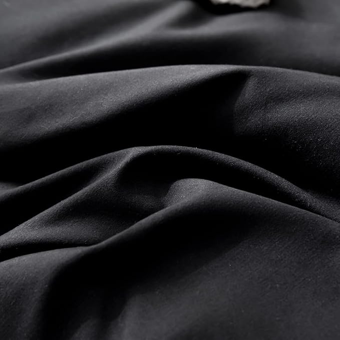SDIII 3PCS Black King Size Comforter Set with 2 Pillowcases, Lightweight Brushed Microfiber Black Comforter King, All Season Bedding Hotel Luxury