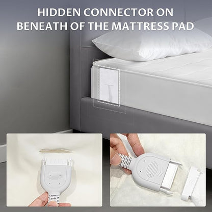 King Size Multi Zone Electric Heated Mattress Pad - Bed Warmer with Memory & Preheat Functions, 10 Heat Settings Dual Control for 1-12 Hours Auto Off, Lighted Button