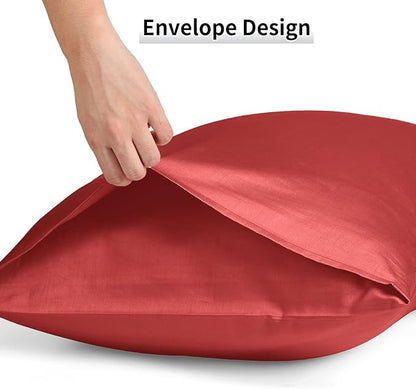 Warmstar Cotton Pillow Cases Standard Size Set of 2, 600 Thread Count Pillowcases 20x26 Inches, Soft Long Staple Cotton Pillowcases Breathable with Envelope Closure,Wine Red
