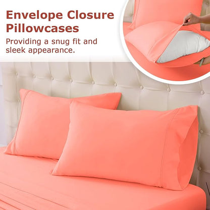 California King Size Bed Sheet Set - 4 Piece Soft Microfiber Sheets with Deep Pockets, Cooling Technology, and Wrinkle-Free Pillowcase. Hotel-Quality, Durable Bedding, Desert Flower