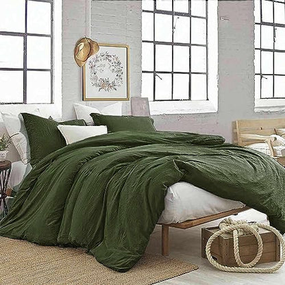 California King Size Comforter Set 3 Piece, Dark Olive Green
