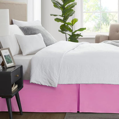 Nestl Light Pink Twin XL Bed Skirt - Twin XL Size Bed Skirt 14 Inch Drop - Brushed Microfiber Bed Skirts - Hotel Quality Pleated Bed Skirt - Shrinkage & Fade Resistant