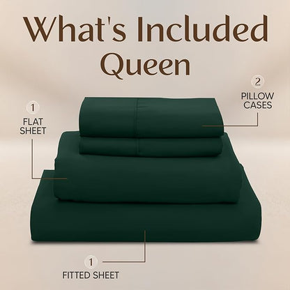 Utopia Bedding Queen Size Sheet Set – 4 Piece Bed Sheets, Soft and Breathable Microfiber, Includes 1 Fitted Sheet, 1 Flat Sheet and 2 Pillowcases – Oeko Tex (Emerald Green)