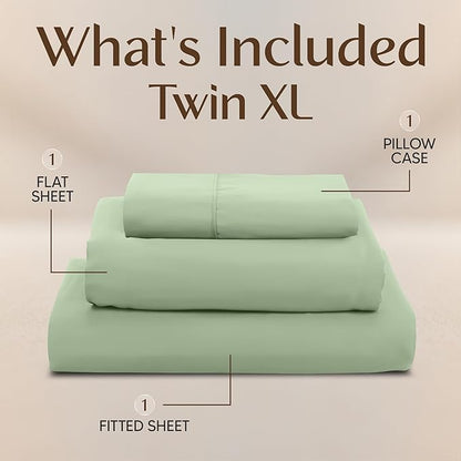 Utopia Bedding Twin XL Sheet Set – 3 Piece Bed Sheets for Twin XL Size Bed, Soft and Breathable Microfiber, Includes 1 Fitted Sheet, 1 Flat Sheet and 1 Pillowcase (Sage)
