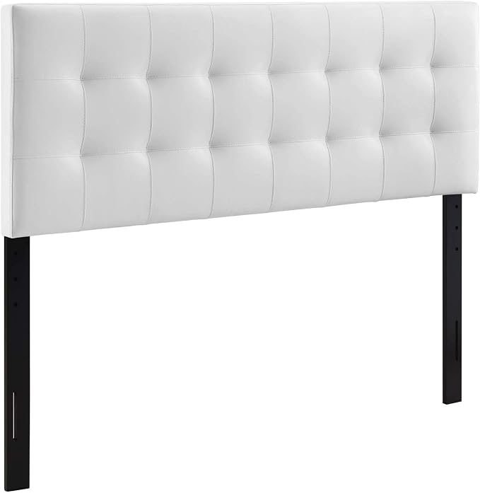 Modway Lily Tufted Faux Leather Upholstered Queen Headboard in White