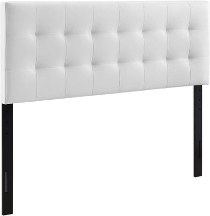 Modway Lily Tufted Faux Leather Upholstered King Headboard in White