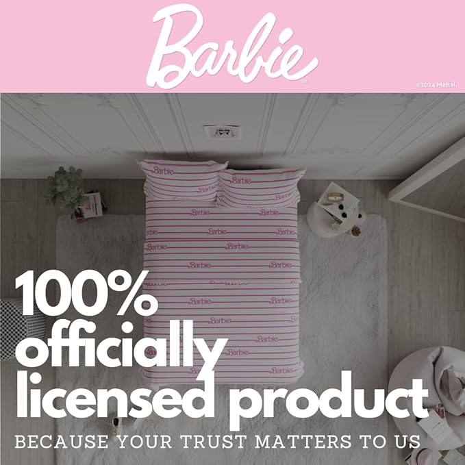 Collectibles Barbie Logo Bedding Super Soft Cozy Microfiber 4 Piece Full Sheet Set, (Officially Licensed Product) By Franco