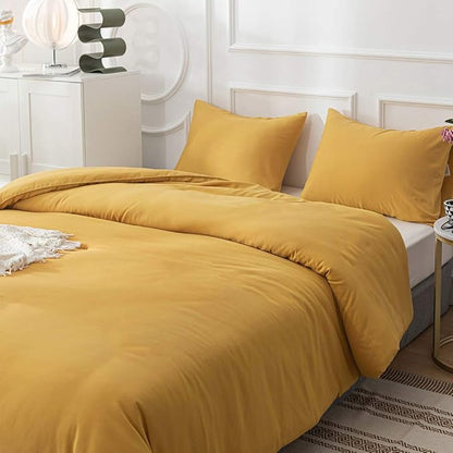Houseri Mustard Yellow Comforter Set King Dark Yellow Comforter Bedding Sets for Women Girls Mustard Comforter Ginger Quilt King Size Blanket Boys Men Deep Yellow Bedding Comforters Sets King
