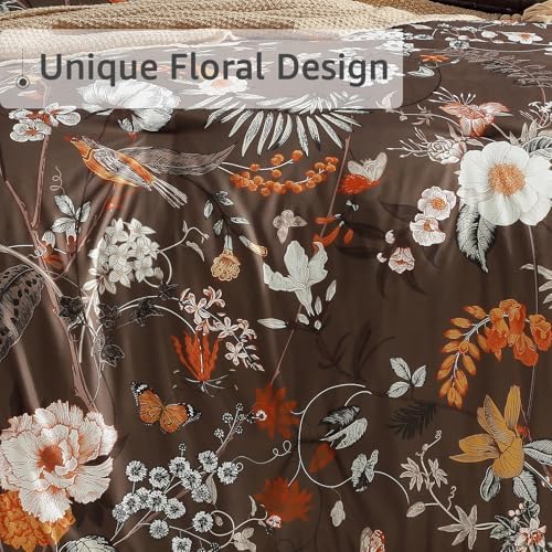 Queen Comforter Set - 7 Pieces Soft Floral Bed in a Bag Queen Bedding Sets
