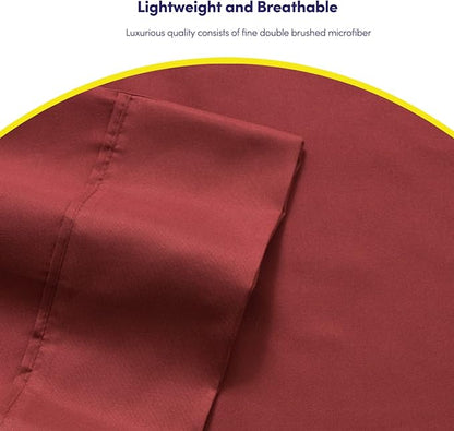 Sweet Home Collection 6 Piece 1500 Supreme Collection Brushed Microfiber Deep Pocket Sheet Set-2 Extra Pillow Cases, Great Value, Rv Short Queen, Burgundy
