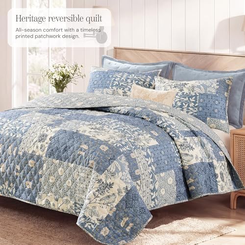 California King Quilt Set-3 Pieces Soft Bedding Floral Patchwork Coverlet