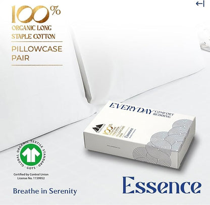 Mayfair Linen 100% Organic Cotton Percale Pillow Cases Queen/Standard Size Set of 4 - Percale Pillowcovers Standard/Queen (White, 2 Pair), Soft Pillow Case for Sleeping, Cotton Pillowcases
