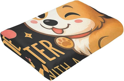 Corgi Blanket Super Soft Warm Fluffy Fleece Flannel Dog Animal Throw Blanket Cozy Fuzzy Plush Stuff Bedding Blankets Gifts for Women Kids Boys Girls Adults 50"X40"