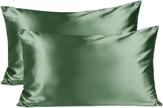 Yanibest Satin Pillowcase, Silk Pillow Cases for Hair and Skin with Zipper, Queen Pillow Cases Set of 2 for 20"x30", Exquisite Packaging for Women Men