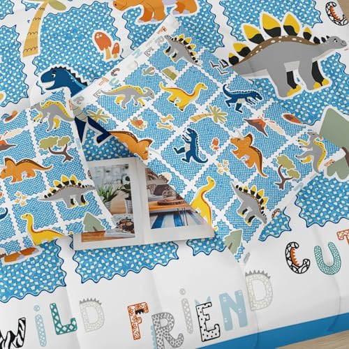 Kids Full Size Bed Comforter Set Dinosaur，Boys Full Size Bedding Set Dinosaur,3-Piece Comforter Set