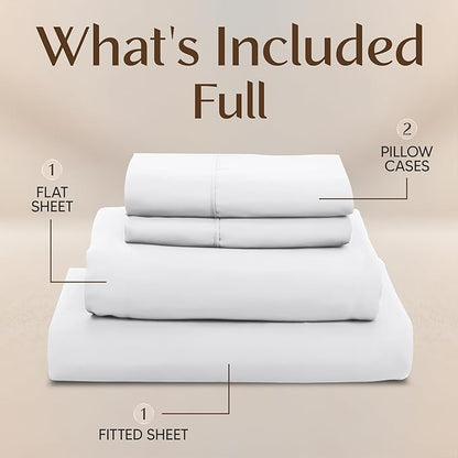 Utopia Bedding Full Sheet Set 4 Piece Bed Sheets for Full Size Bed, Hotel Luxury, Extra Soft, Cooling Bed Sheets - Wrinkle, and Fade Resistant (White)