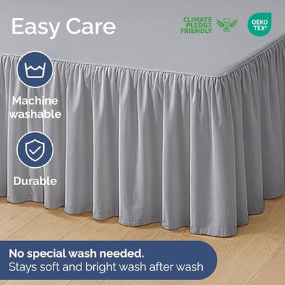 Bedskirt Twin Size Ruffle - 18 inch Drop Dust Ruffle Bed Skirt with Platform - Soft, Easy Fit, Premium Hotel Quality - Wrinkle, Fade & Shrink Resistant - for Women, Men, Kids and Teens - Steel Blue
