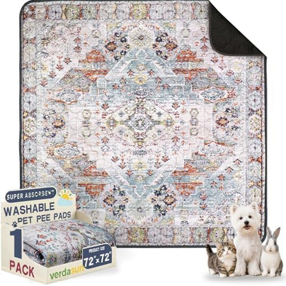 Washable Pee Pads for Dogs 72"x72" 2 Pack Reusable Puppy Potty Pad