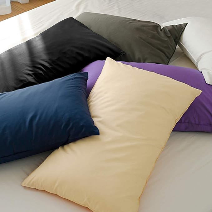 FLXXIE Pillow Cases Queen, Soft Microfiber Pillow Covers with Envelope Closure, Wrinkle Resistant Pillowcases, 2 Piece Set, 20x30, Black