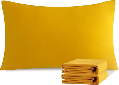 NTBAY Standard Pillowcase Set - 2 Pack Brushed Microfiber 20x26 Pillowcases - Soft, Wrinkle-Free, Fade-Resistant, Stain-Resistant, Ginger Yellow Pillowcases with Envelope Closure - 20x26 Inches
