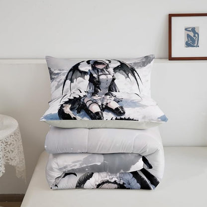 Erosebridal Anime Girl Bedding Set Twin Size, Japanese Anime Comforter Set for Kids Girls Teens Women Bedroom, Cartoon Girl Quilt Japanese Animation Sci Fi Style Duvet Insert,1 Pillow Case