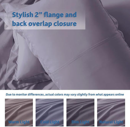 Nestl Grayish Purple Duvet Cover Full Size - Soft Double Brushed Full Size Duvet Cover Set, 3 Piece, with Button Closure, 1 Duvet Cover 80x90 inches and 2 Pillow Shams