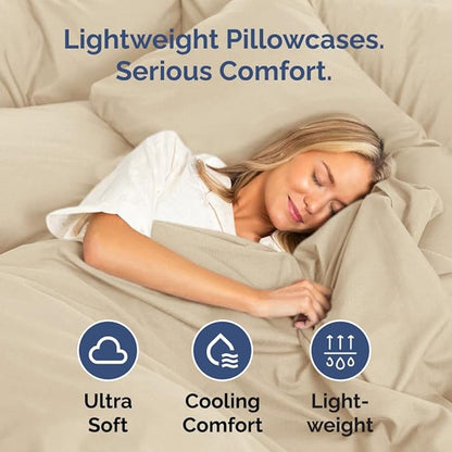 Body Pillowcases Set of 2-20x54 Long Body Pillow Case - Soft Body Pillow Cover for Sleeping & Side Sleepers - Comfy, Breathable, Wrinkle & Fade Free - Machine Washable w/Envelope Enclosure (Cream)