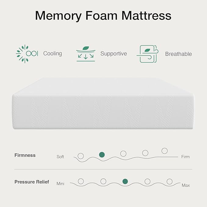 Novilla California King Mattress, 14 inch Cal King Mattress in a Box, Gel Memory Foam Mattresses for Cooling Night Sleep, Comfort Support,CertiPUR-US Certified,White