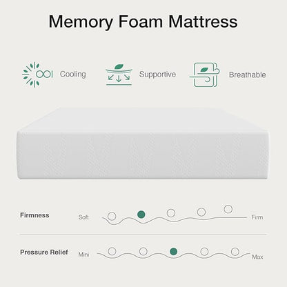 Novilla Queen Size Mattress, 14 inch Gel Memory Foam Mattress, Queen Mattresses for Cooling Night Sleep & Pressure Relief, CertiPUR-US Certified, White