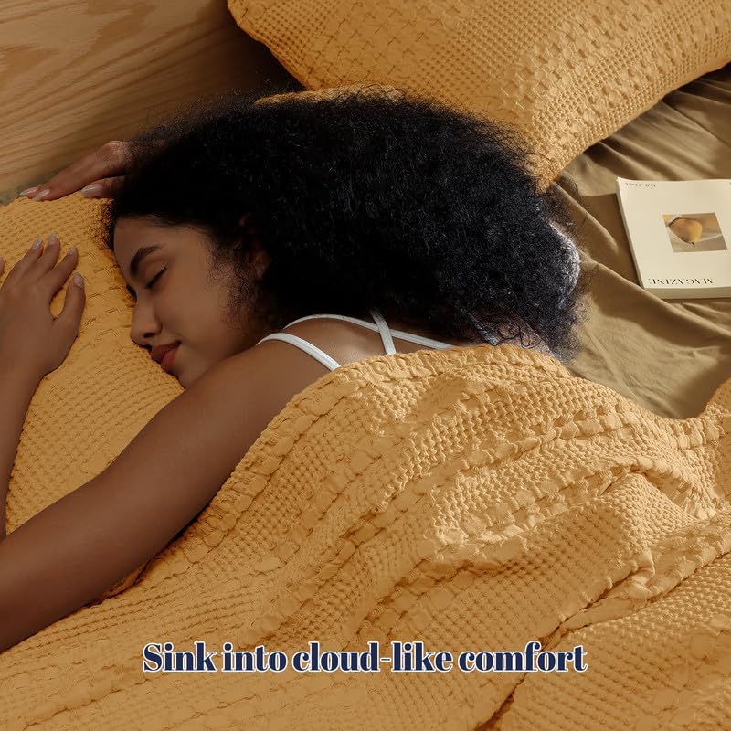 PHF Cotton Waffle Pillow Shams Standard 20"x26", Pumpkin Orange, No Insert