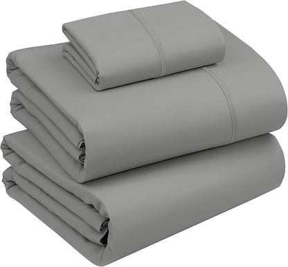 RUVANTI 100% Cotton Sheets – Twin Size Percale Bedding, Cooling & Breathable, Durable with a Crisp, Soft & Comfortable Feel, 16" Deep Pocket, 3-Piece Set, Mist Grey