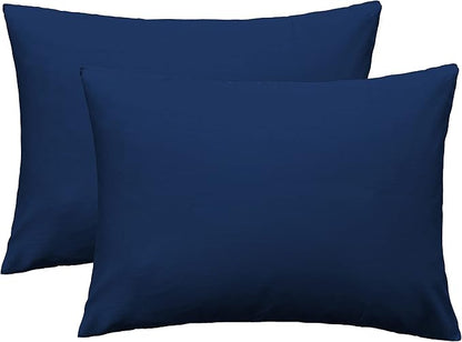 iMaylex Soft 100% Egyptian Cotton Zipper Pillow Case, Cozy and Lightweight Pillowcase, Set of 2, Navy Blue, Queen, 20" x 30"