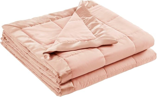 Madison Park Windom Down Alternative Blanket, Premium 3M Scotchgard Moisture Wicking Treatment, Lightweight and Soft Bed Cover For All Season, Satin Trim, Blush Full/Queen