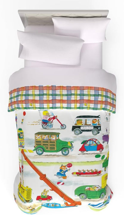 Richard Scarry's Busy World Book Kids Bedding Super Soft Microfiber Reversible Comforter, Twin/Full, (Official Licensed Product) By Franco