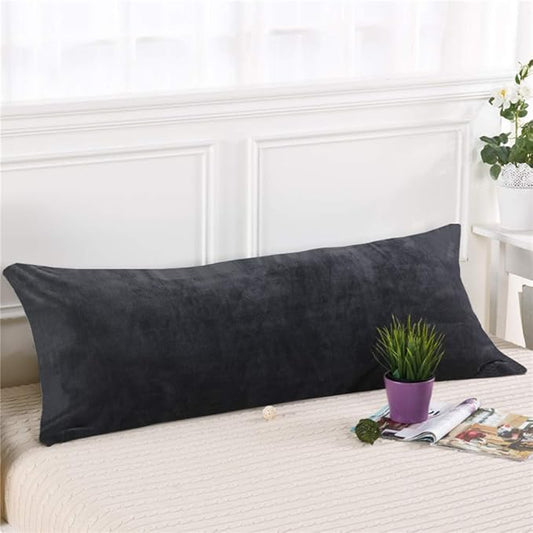 NTBAY 1 Pack Zippered Velvet Body Pillow Cover, Super Soft and Cozy Luxury Fuzzy Flannel 20x54 Long Pillowcase with Zipper, 20x54 Inches, Charcoal Grey