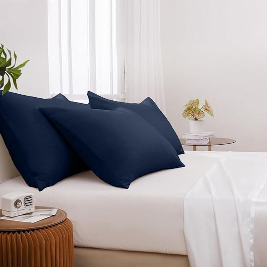 Pillowcases King 12 Pack, 20x36 Pillow Cases with Envelope Closure, Soft Plain Brushed Microfiber Covers Breathable Wrinkle-Resistant, Navy Blue