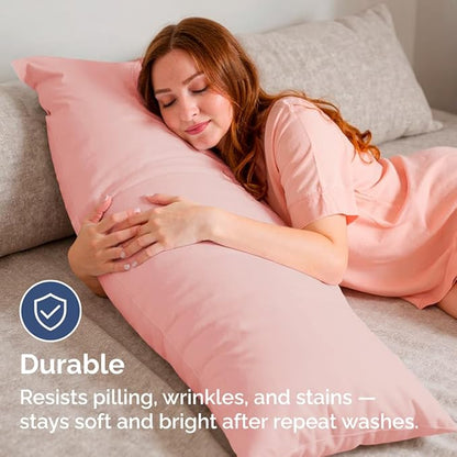 Body Pillowcases Set of 4-20x54 Long Body Pillow Case - Soft Body Pillow Cover for Sleeping & Side Sleepers - Comfy, Breathable & Fade Free - Machine Washable with Envelope Enclosure - (Baby Pink)