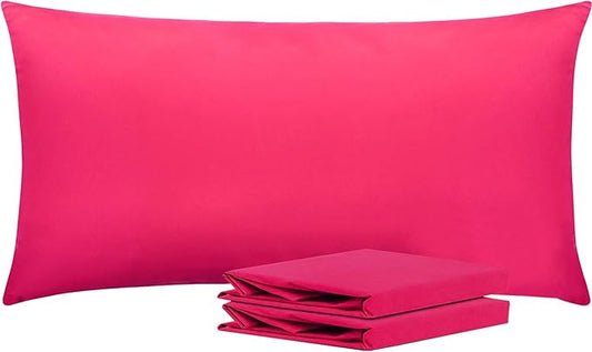 NTBAY King Pillowcase Set - 2 Pack Brushed Microfiber 20x40 Pillowcases - Soft, Wrinkle-Free, Fade-Resistant, Stain-Resistant, Magenta Pillowcases with Envelope Closure - 20x40 Inches, Magenta