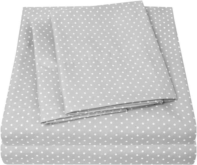 1500 Supreme Collection Full Sheet Sets Polka Dot Gray - Luxury Hotel Bed Sheets and Pillowcase Set for Full Mattress - Extra Soft, Elastic Corner Straps, Deep Pocket Sheets, Full, Polka Dot Gray