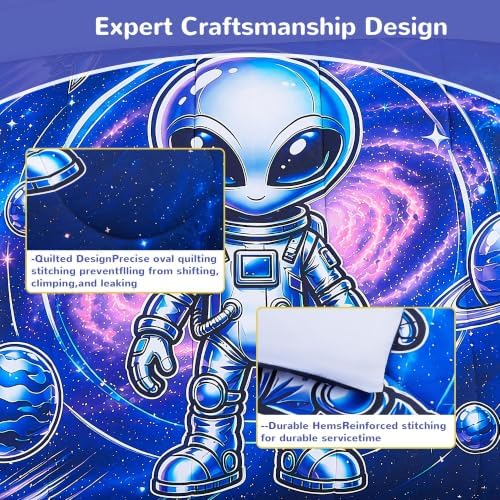 Viviland Kids Bedding Set Twin Size Comforter Sets, Bed in Alien Cover Set for Children