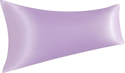 NTBAY Satin Body Pillowcase for Hair and Skin, Luxurious and Silky Pillow case with Envelope Closure, 20x54 Inches, Light Purple