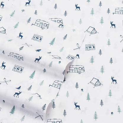 Eddie Bauer - Full Sheets, Cotton Percale Bedding Set, Crisp & Cool Home Decor, Dorm Room Essentials (Campout Dark Blue, Full)