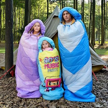 Sleeping Bag for Kids,Portable Camping Sleeping Bags for Boys&Girls with Cute Cartoon Print,Lightweight Waterproof Compact Sleeping Bag for Indoor Outdoor Hiking Travel