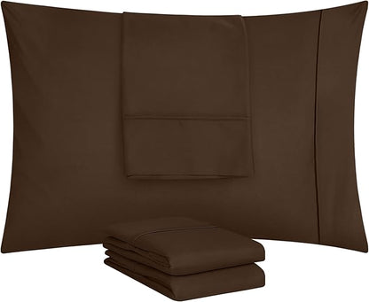 Utopia Bedding Queen Pillow Cases - 4 Pack - Envelope Closure - Soft Brushed Microfiber Fabric - Shrinkage and Fade Resistant Pillow Covers Queen Size 20 X 30 Inches (Queen, Brown)